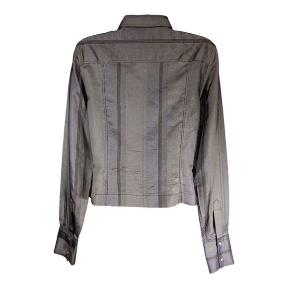 Gucci Shirt Long Sleeve Snaps Collared Silk Blend Black Womens 40/US 4 - Picture 2 of 6